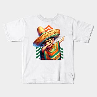 Mexican Boy Dabbing Poncho Cinco de Mayo Kids T-Shirt